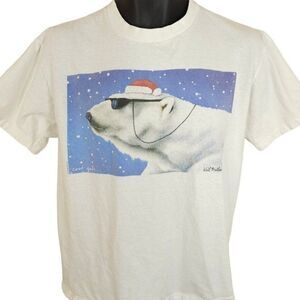 Cool Yule Christmas Polar Bear T Shirt Vintage 90s Will Bullas Art Tee Medium
